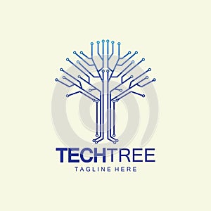 tech tree logo concept,green network technology logo vector.tech tree electrical circuit digital logo vector icon