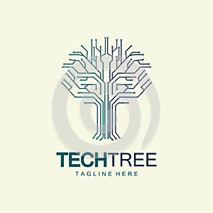 tech tree logo concept,green network technology logo vector.tech tree electrical circuit digital logo vector icon