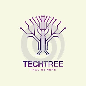 tech tree logo concept,green network technology logo vector.tech tree electrical circuit digital logo vector icon