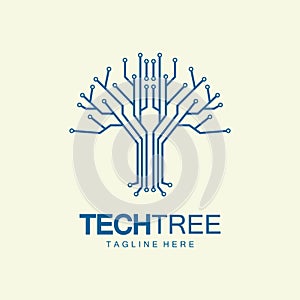 tech tree logo concept,green network technology logo vector.tech tree electrical circuit digital logo vector icon