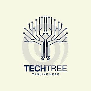 tech tree logo concept,green network technology logo vector.tech tree electrical circuit digital logo vector icon