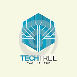 tech tree logo concept,green network technology logo vector.tech tree electrical circuit digital logo vector icon