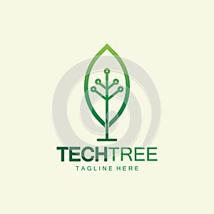 tech tree logo concept,green network technology logo vector.tech tree electrical circuit digital logo vector icon