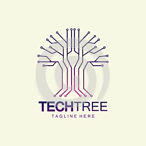 tech tree logo concept,green network technology logo vector.tech tree electrical circuit digital logo vector icon