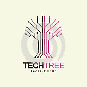 tech tree logo concept,green network technology logo vector.tech tree electrical circuit digital logo vector icon