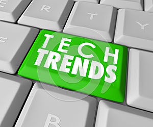 Tech Trends Words Computer Keyboard Button Top Popular Software