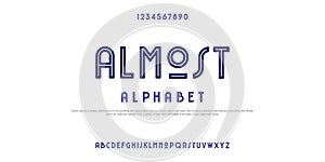 Tech Typeface font custom sans serif with a line in the center text.