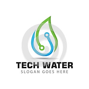 tech water logo vector icon illustration