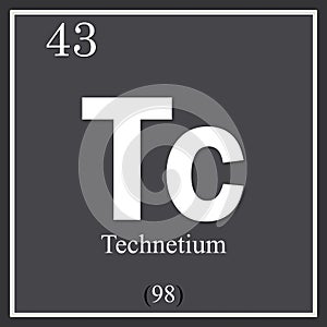 Technetium chemical element, dark square symbol photo