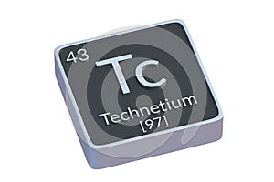Technetium Tc chemical element of periodic table isolated on white background