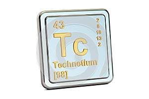 Technetium Tc, chemical element sign. 3D rendering photo