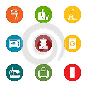 Technical aid icons set, flat style