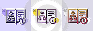 Technical algorithm line icon. Project documentation sign. Halftone dotted pattern. Vector