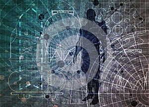 Technical blueprint background