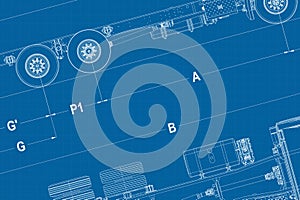 Technical blueprint scheme background. Horizontal blueprint
