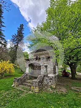 Technical building from Dimitrie Ghica park from Sinaia Romania