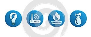 Technical building system glossy icons set