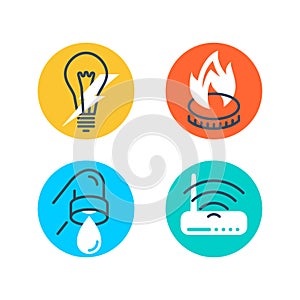 Technical building system icons set