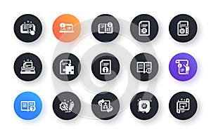 Technical documentation icons. Instruction, Plan and Manual. Classic icon set. Vector