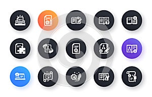 Technical documentation icons. Instruction, Plan and Manual. Classic icon set. Vector