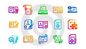 Technical documentation icons. Instruction, Plan and Manual. Classic icon set. Vector