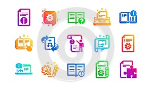 Technical documentation icons. Instruction, Plan and Manual. Classic icon set. Vector