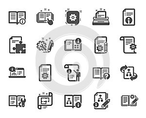 Technical Documentation icons. Set of Instruction, Plan and Manual. Vector