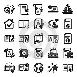 Technical Documentation icons. Set of Instruction, Plan and Manual. Vector