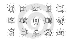 Technical documentation line icons. Instruction, Plan and Manual. Linear icon set. Vector