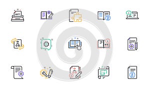 Technical documentation line icons. Instruction, Plan and Manual. Linear icon set. Vector