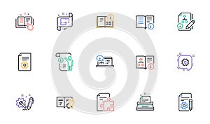 Technical documentation line icons. Instruction, Plan and Manual. Linear icon set. Vector