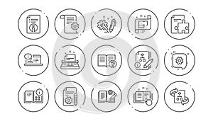 Technical documentation line icons. Instruction, Plan and Manual. Linear icon set. Vector