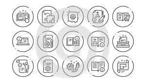 Technical documentation line icons. Instruction, Plan and Manual. Linear icon set. Vector