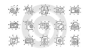 Technical documentation line icons. Instruction, Plan and Manual. Linear icon set. Vector