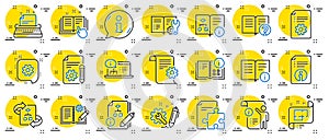 Technical Documentation line icons. Set of Instruction, Plan and Manual. Vector