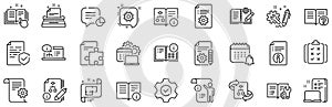Technical Documentation line icons. Set of Instruction, Plan and Manual. Vector