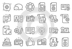 Technical Documentation line icons. Set of Instruction, Plan and Manual. Vector