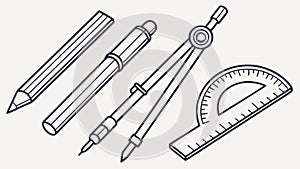 Technical Drafting Tools Vector, Architecture and Engineering Instruments, vector design Generative AI