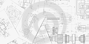 Technical drawing background .Mechanical Engineering drawing .Vector illustration.