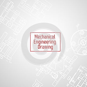 Technical drawing background . Mechanical Engineering drawing. Engine line drawing background