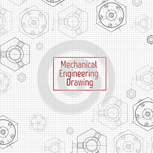 Technical drawing background . Mechanical Engineering drawing. Engine line drawing background