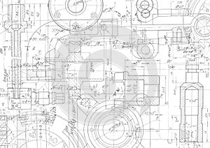 Technical drawing background .Mechanical Engineering drawing