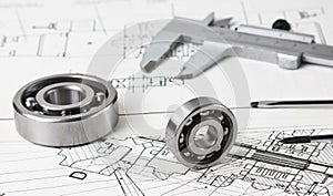 Technical drawing and calliper