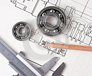 Technical drawing and callipers