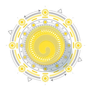 Technical drawing. Fantastic circle .Drawing details . HUD element.