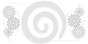 Technical drawing of gears .Rotating mechanism of round parts .Machine technology. Vector illustration.