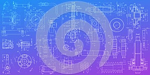 Technical drawing on a gradient background.Mechanical Engineering drawing
