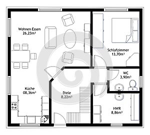 Technical drawing home floor plan