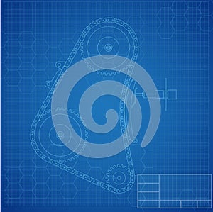 Technical drawing of the mechanism of the car.