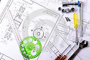 Technical engineering drawings, which show mechanical parts engineering components and assemblies for their manufacture in